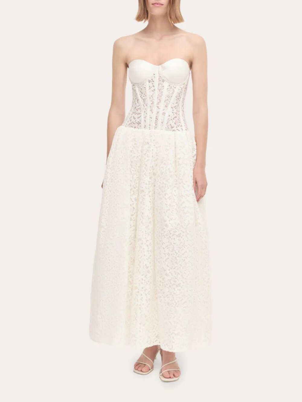 Simkhai Evangeline Strapless Bustier Lace Maxi Dress
